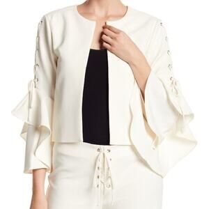 NEW Vince Camuto Bell Sleeve Collarless Jacket in Ivory
